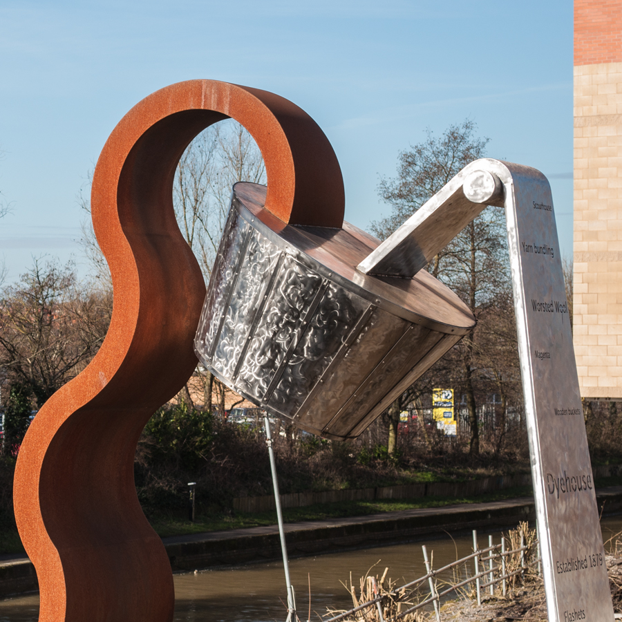 Leicester public art about the dyeing industry.